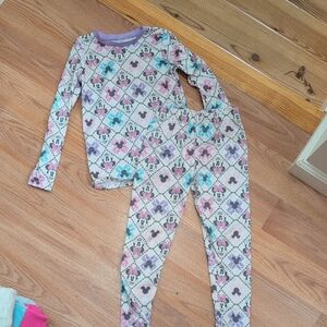 Girls Pink & Purple Minnie Mouse Print Base layer Set